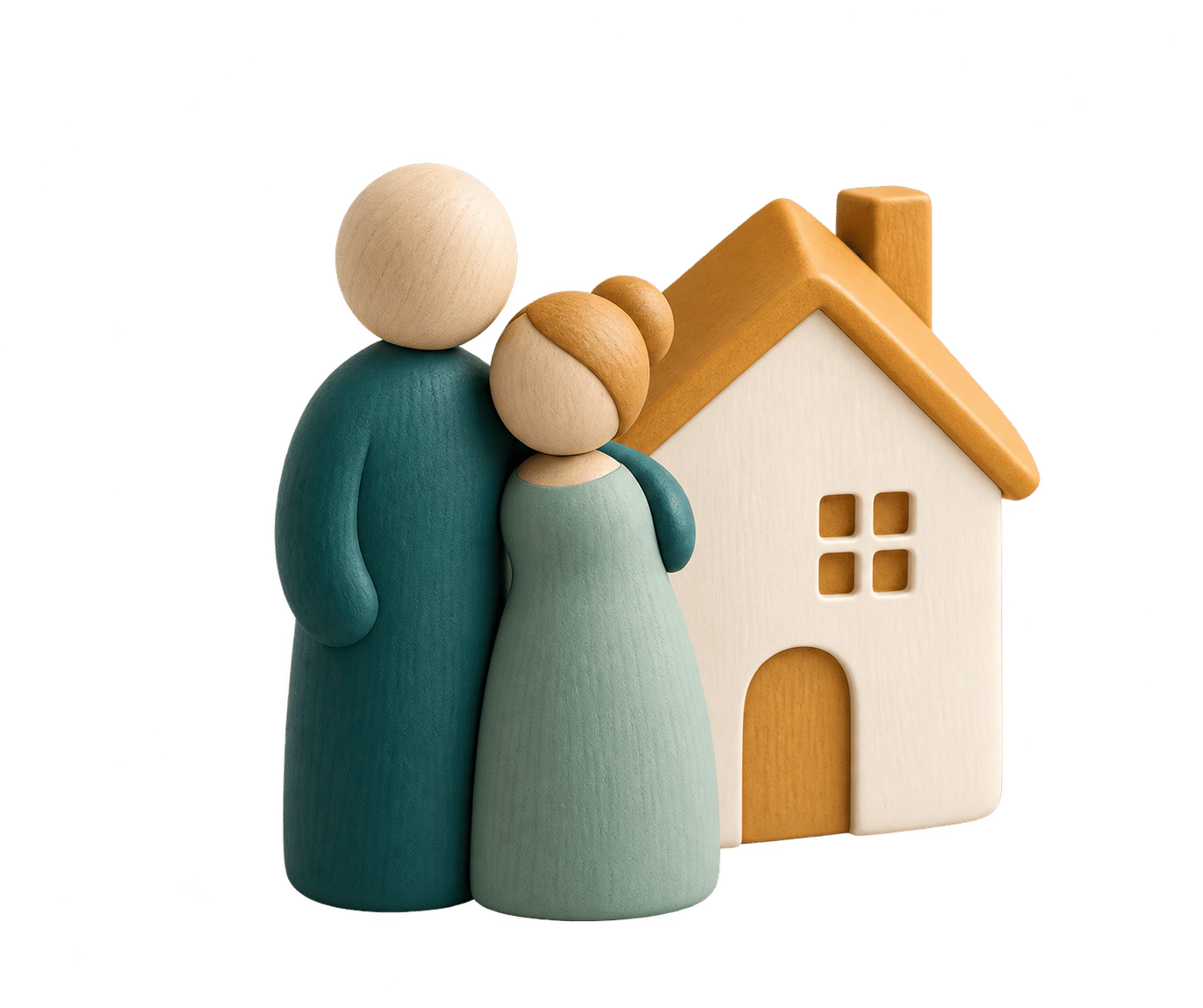 Small figures gathered around a home